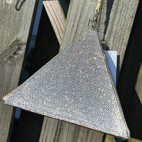 J gold sequin pyramid clutch/wristlet purse - Picture 2 of 5